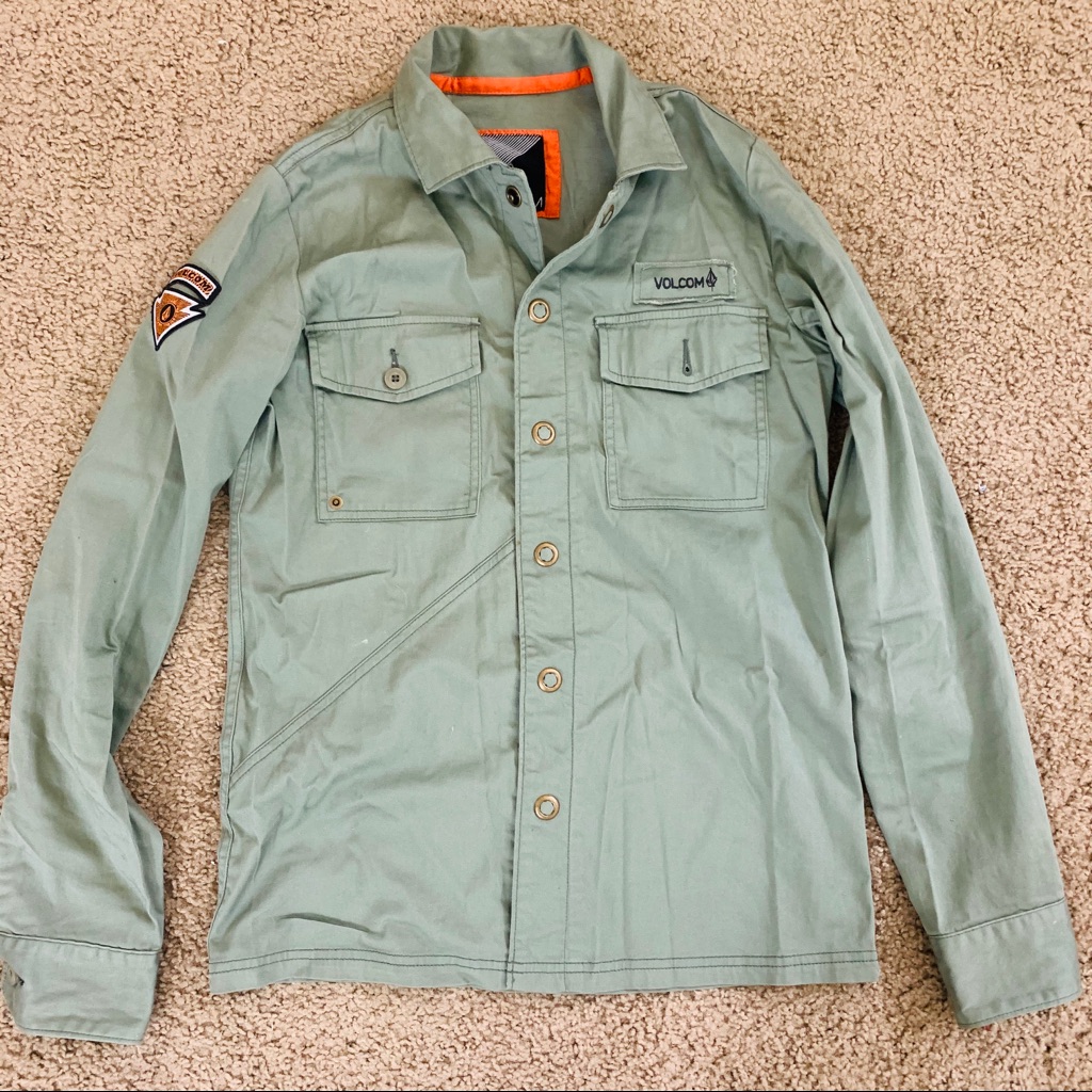 Volcom Green Button Down Jacket